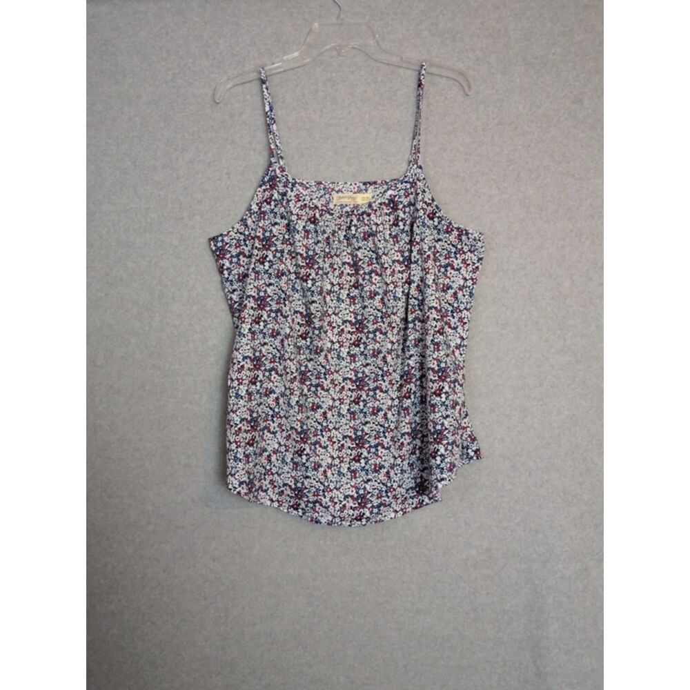 Faded Glory red white blue floral polyester tank XXL